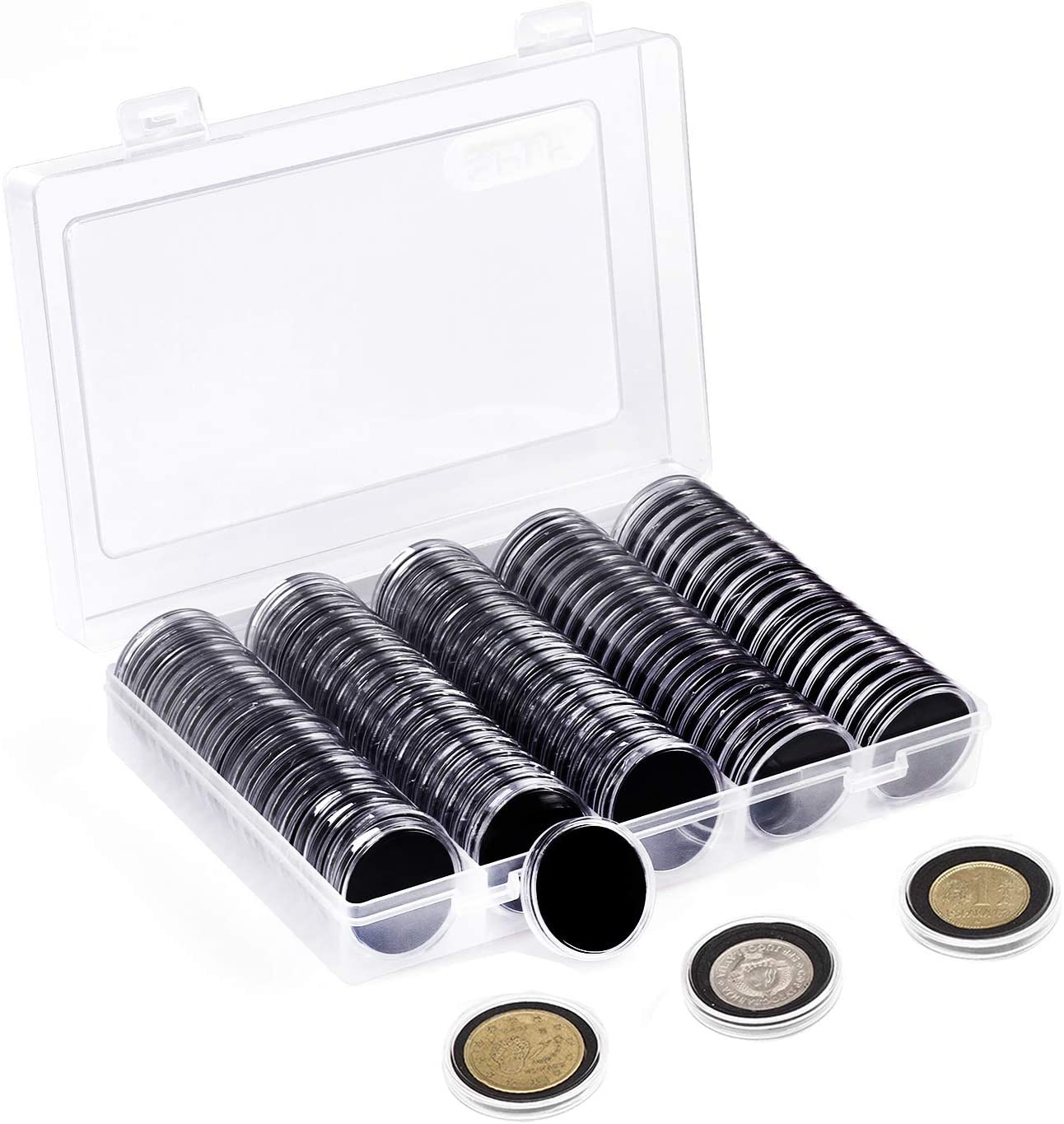 SPLF 100 Pieces 30mm Coin Capsules and 5 Sizes (17/20/25/27/30mm) Protect  Gasket Coin Holder Case with Plastic Storage Organizer Box for Coin  Collection Supplies - SPLF