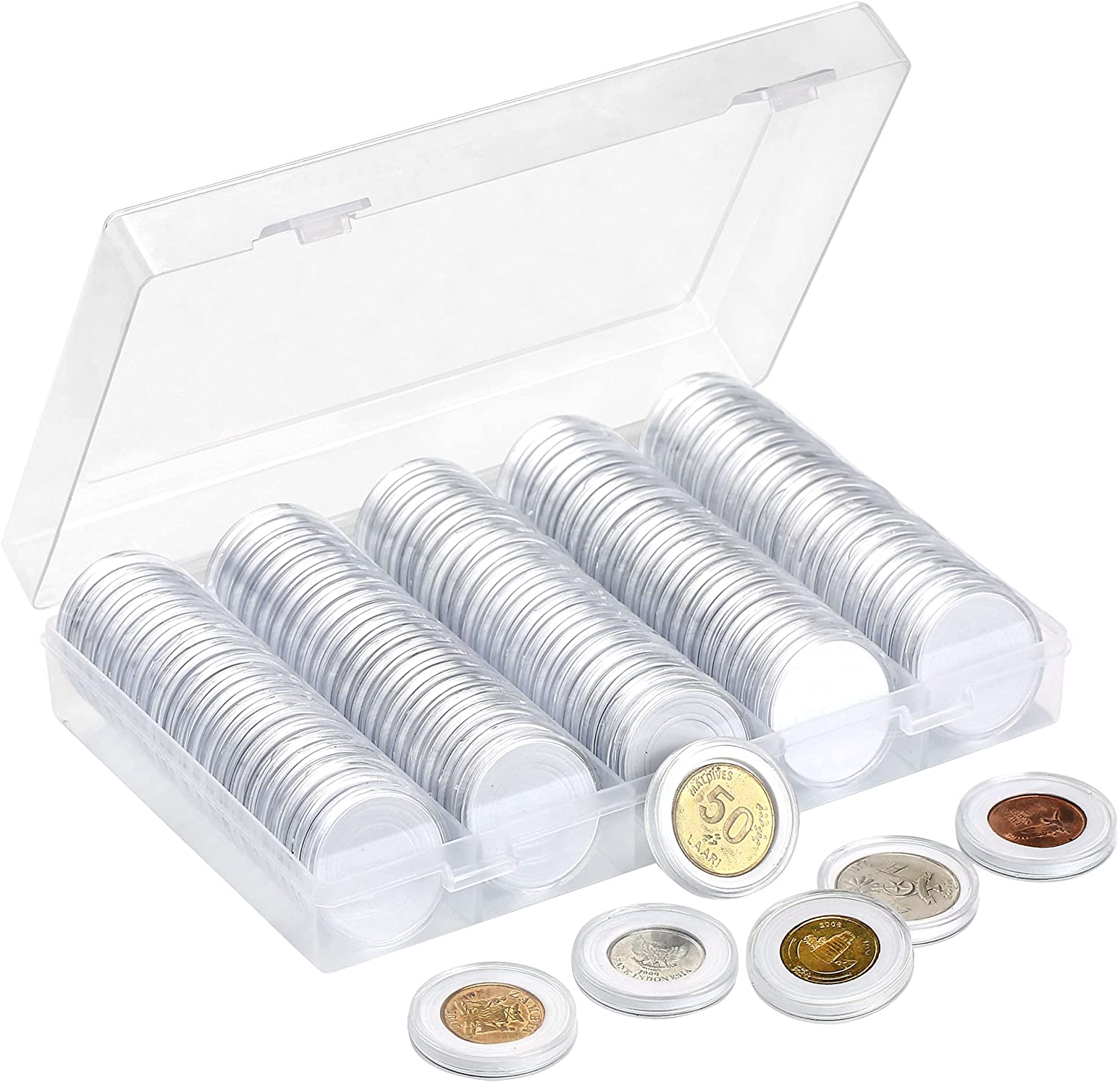 Milue Plastic Coin Capsule Holder Collection Storage Case PENNY DIMES NICKELS QUARTERS 30mm 