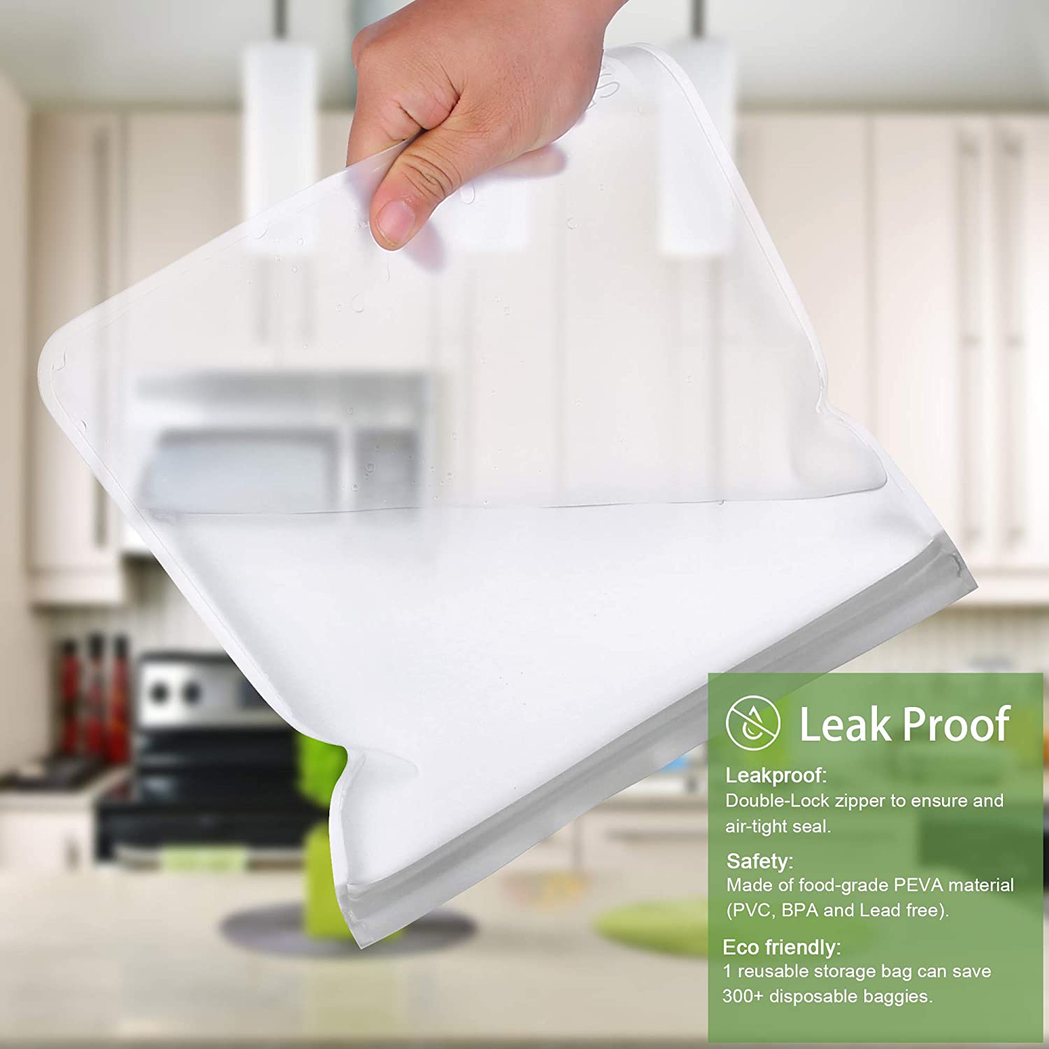 SPLF BPA Reusable Gallon Freezer Bag Leakproof Silicone Plastic 6 Pack for sale online 