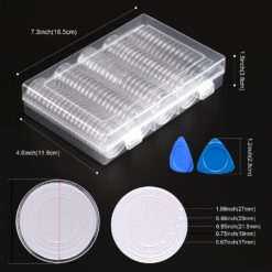 SPLF 100 Pieces 30mm Coin Capsules and 5 Sizes (17/19/21.5/25/27/29.5mm)  White Protect Gasket Coin Holder Case with Plastic Storage Organizer Box  for Coin Collection Supplies - SPLF